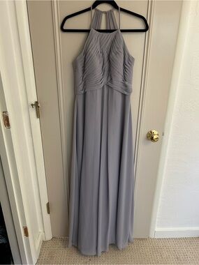 Azazie Ginger Dusk A-Line Halter Pleated Chiffon Dress